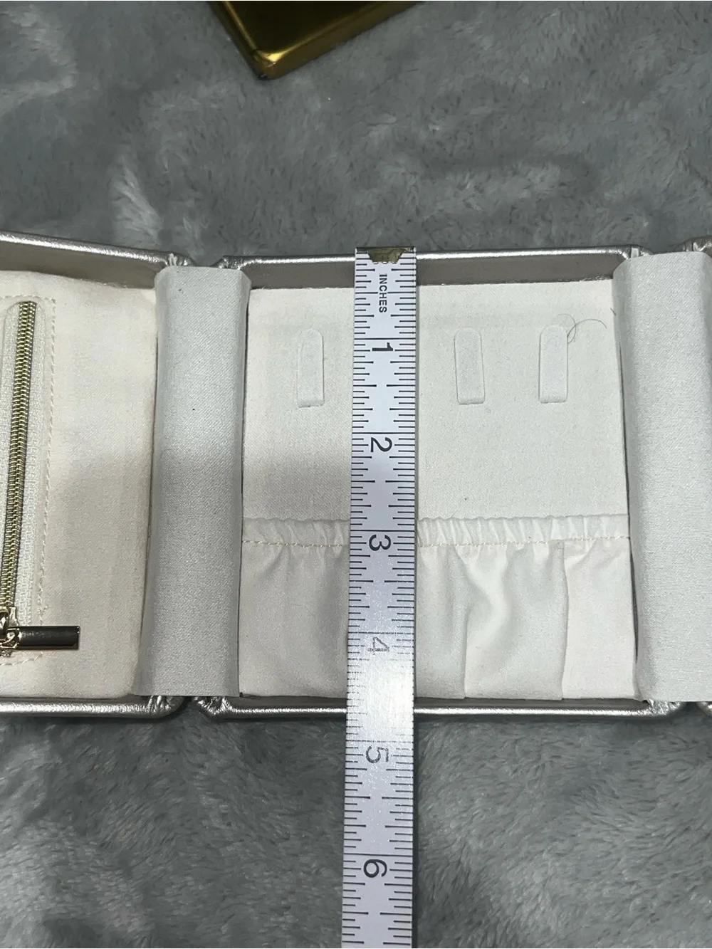 ✨ Metallic Champagne Gold Trifold Travel Jewelry Case Organizer